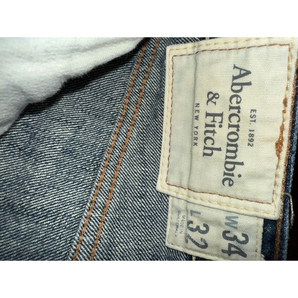 Abercrombie & Fitch Jeans Mens 34x32 Remsen Low Rise Slim Straight Distressed - Picture 6 of 10